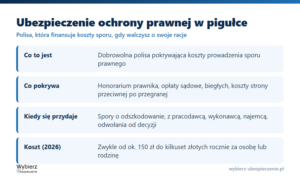 Ubezpieczenie ochrony prawnej w pigułce: definicja, pokrywane koszty, kiedy się przydaje, wyłączenia i koszt polisy