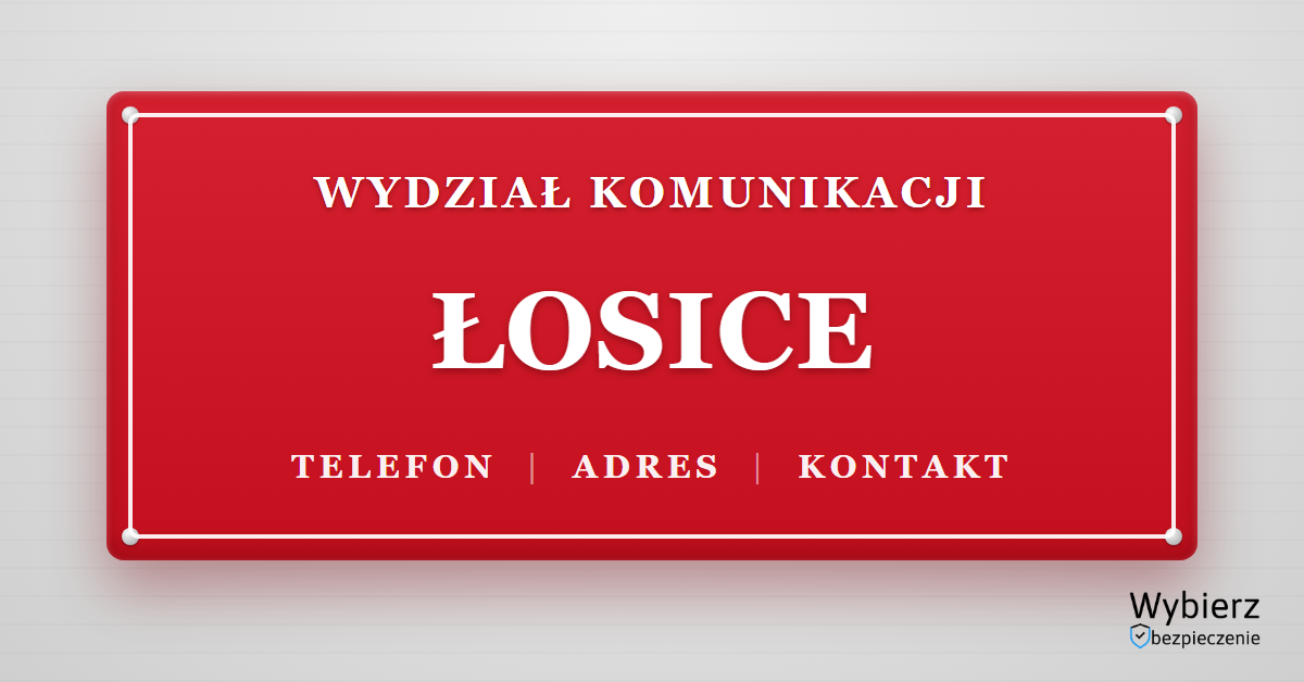 wydział komunikacji Łosice telefon adres kontakt
