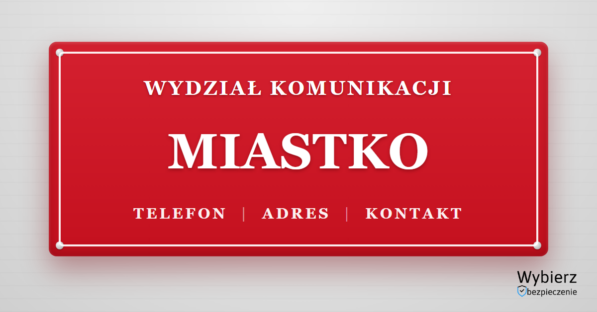 wydział komunikacji Miastko telefon adres kontakt