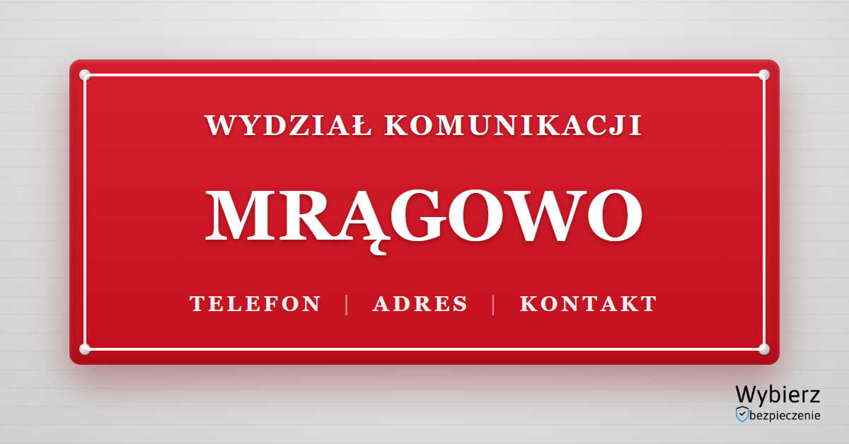 wydział komunikacji Mrągowo telefon adres kontakt