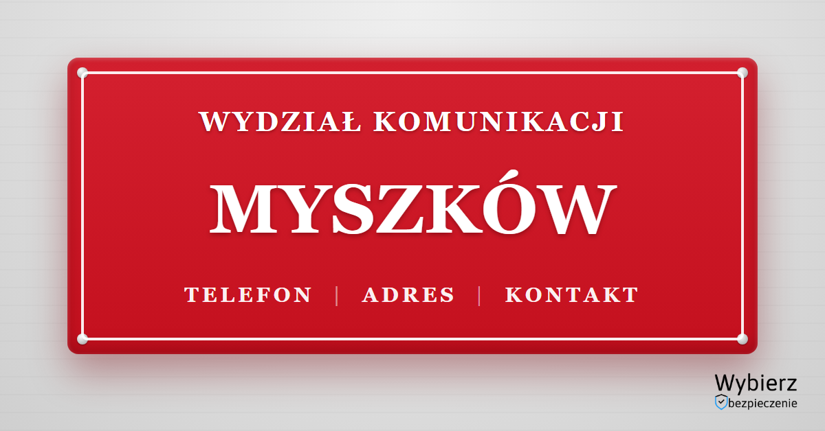 wydział komunikacji Myszków telefon adres kontakt