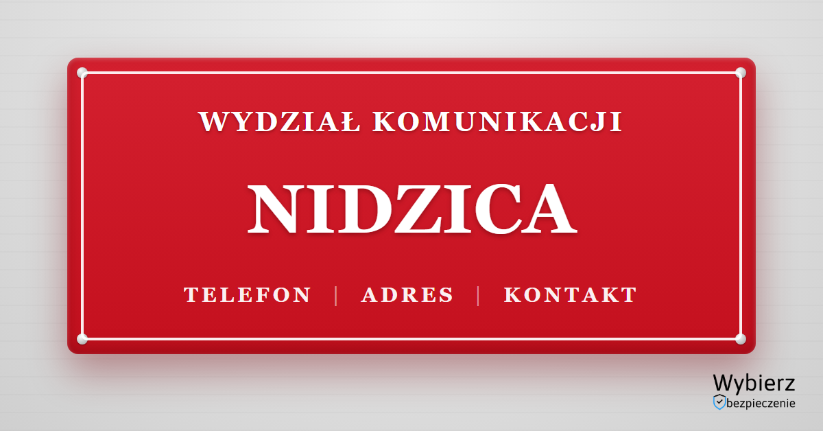 wydział komunikacji Nidzica telefon adres kontakt