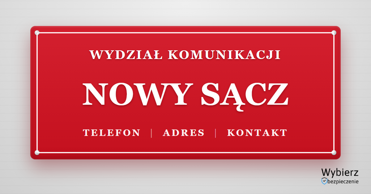 wydział komunikacji Nowy Sącz telefon adres kontakt