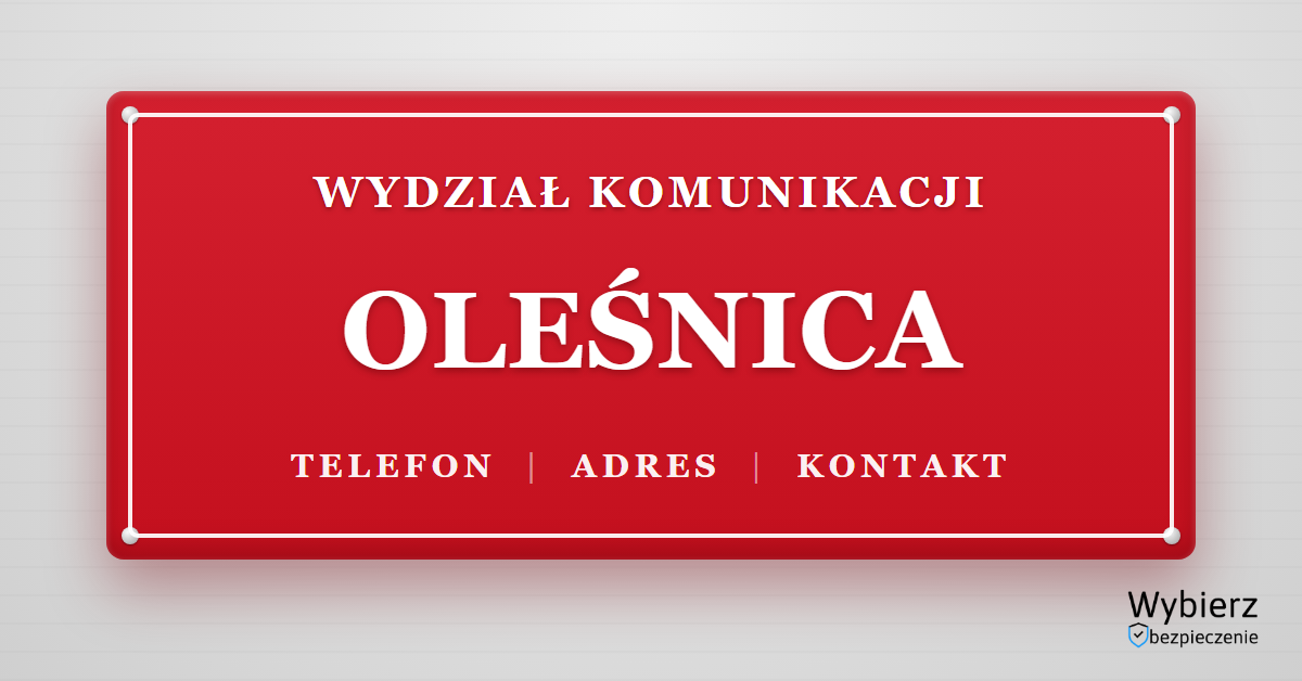 wydział komunikacji Oleśnica telefon adres kontakt