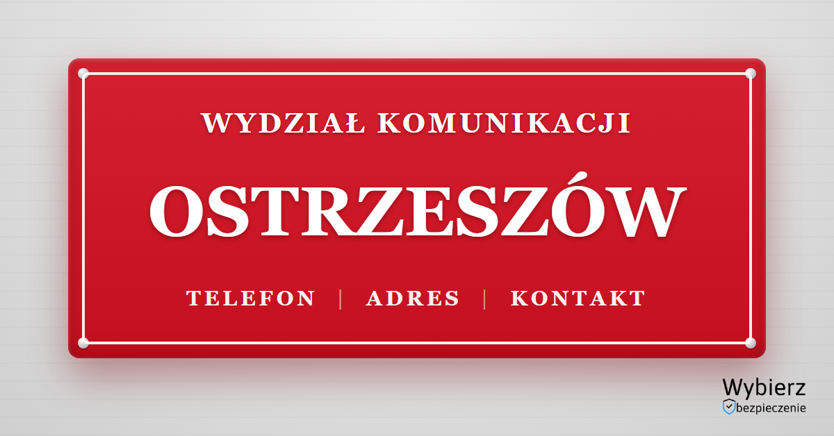 wydział komunikacji Ostrzeszów telefon adres kontakt