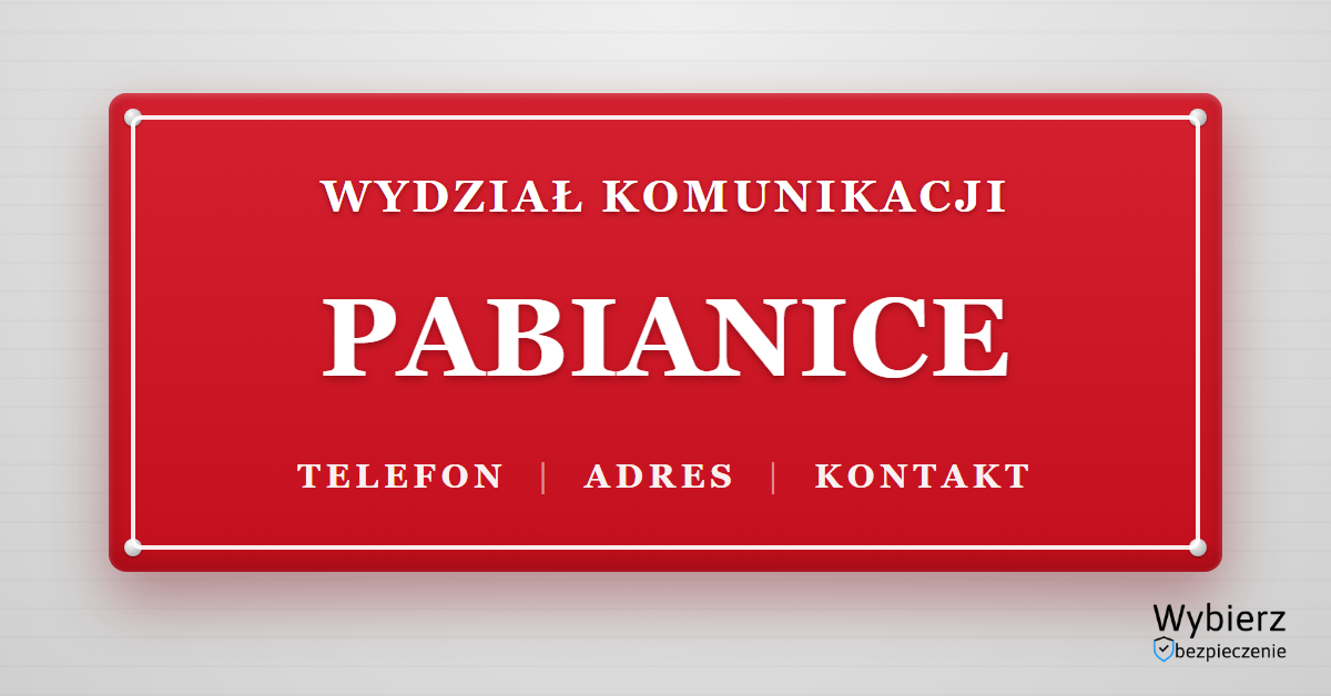 wydział komunikacji Pabianice telefon adres kontakt