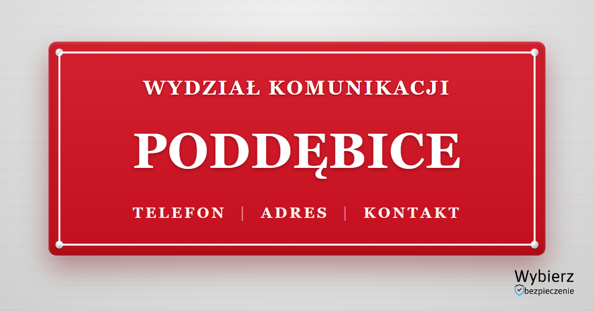 wydział komunikacji Poddębice telefon adres kontakt