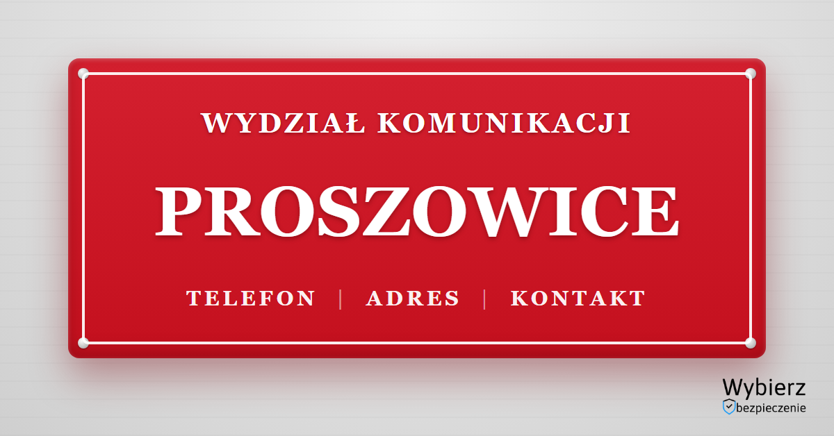 wydział komunikacji Proszowice telefon adres kontakt