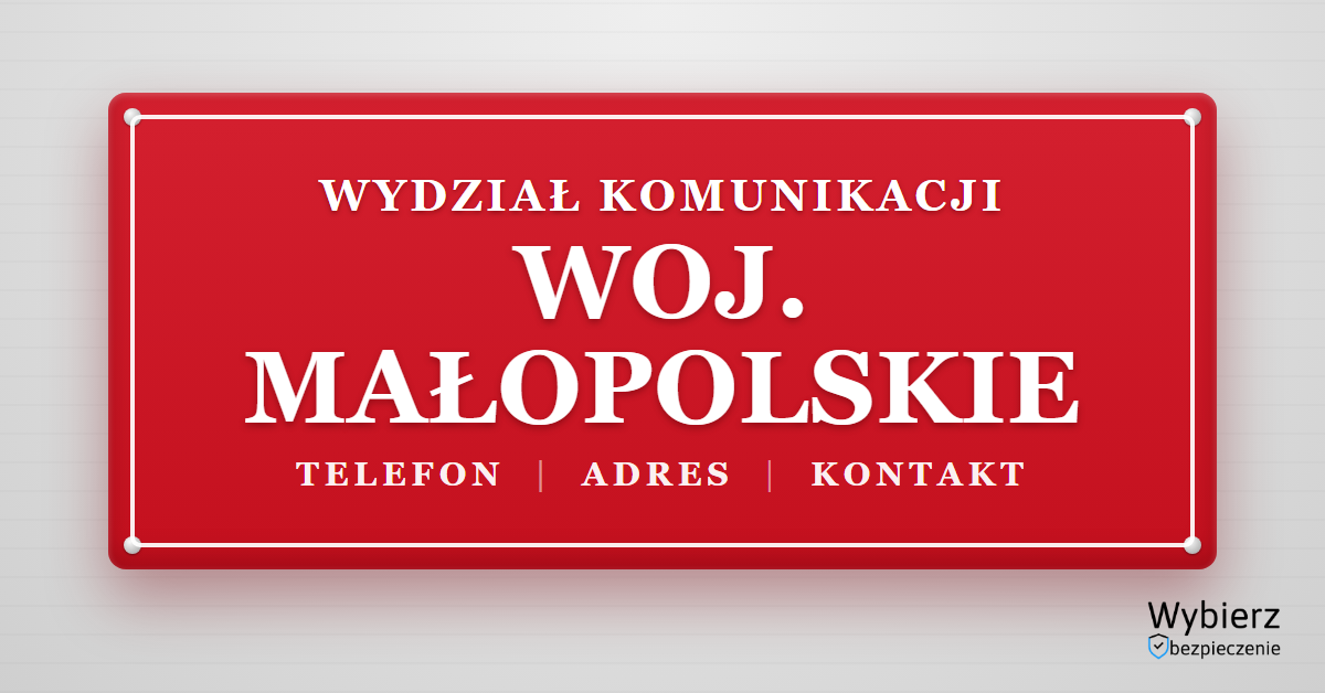 wydziały komunikacji województwo małopolskie lista telefon adres