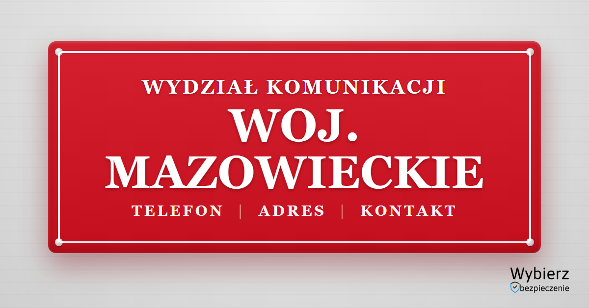 wydziały komunikacji województwo mazowieckie lista telefon adres