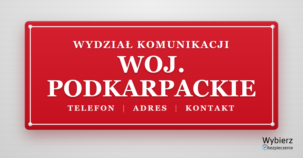 wydziały komunikacji województwo podkarpackie lista telefon adres