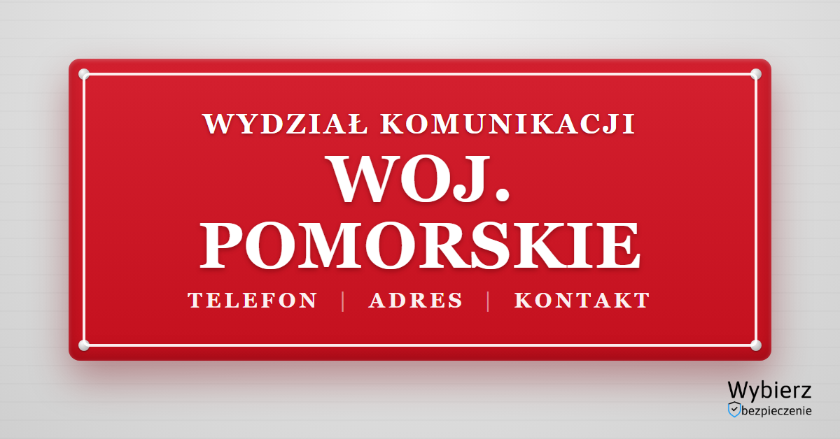 wydziały komunikacji województwo pomorskie lista telefon adres