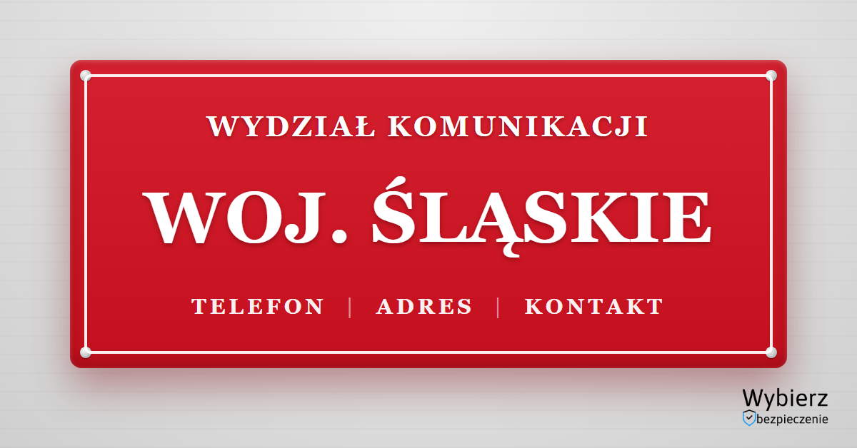 wydziały komunikacji województwo śląskie lista telefon adres