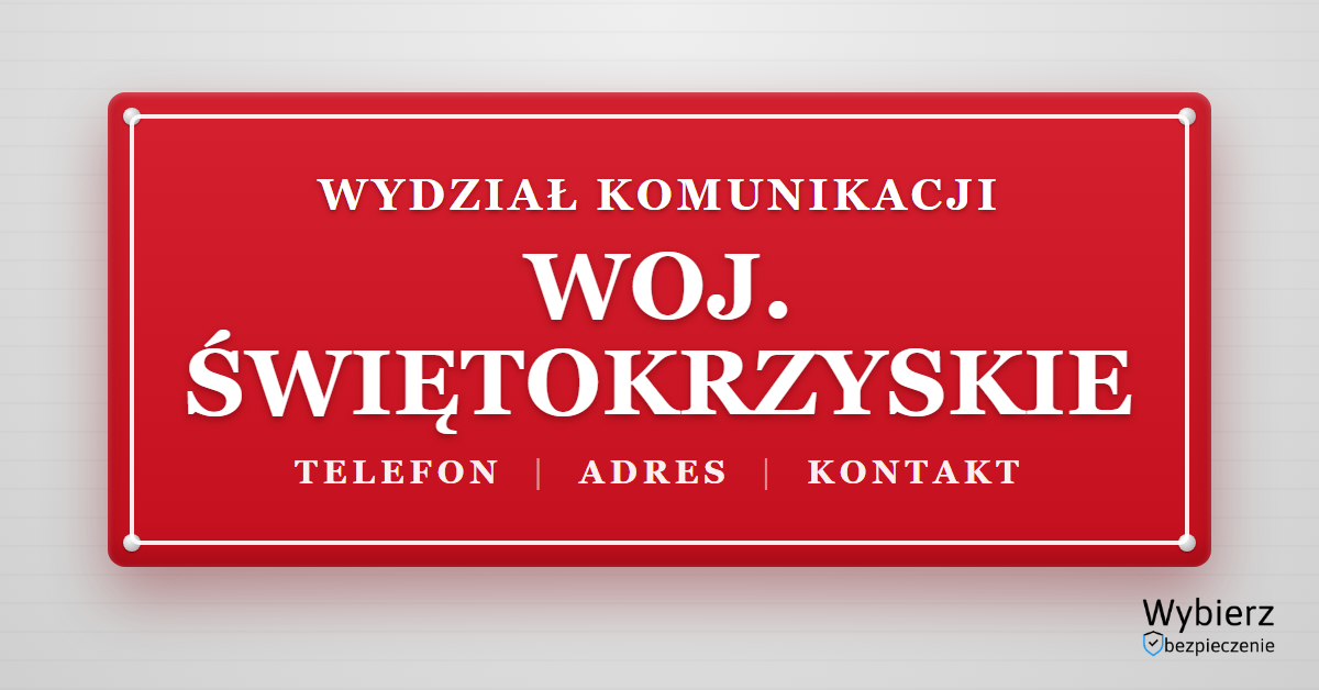 wydziały komunikacji województwo świętokrzyskie lista telefon adres