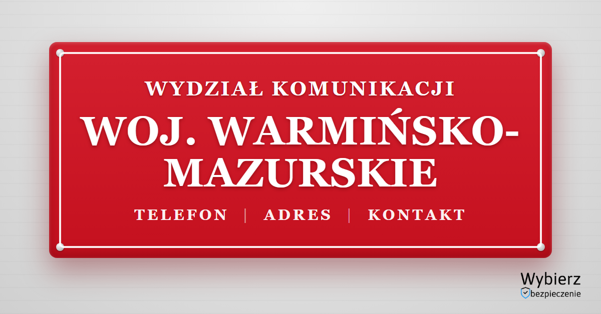 wydziały komunikacji województwo warmińsko-mazurskie lista telefon adres