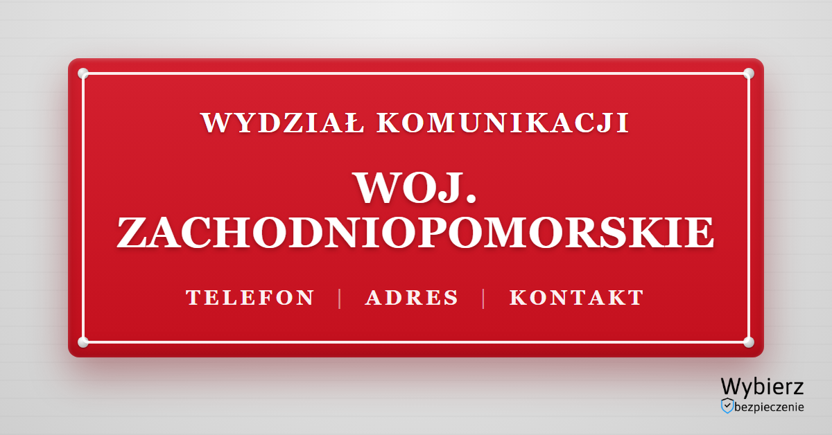 wydziały komunikacji województwo zachodniopomorskie lista telefon adres